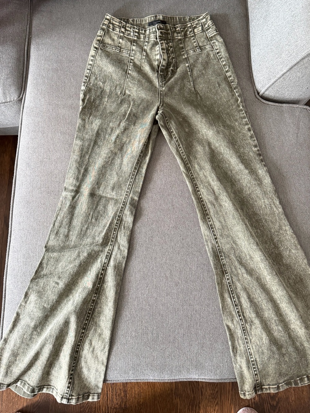 Forever 21 Olive Green Flare Jeans
